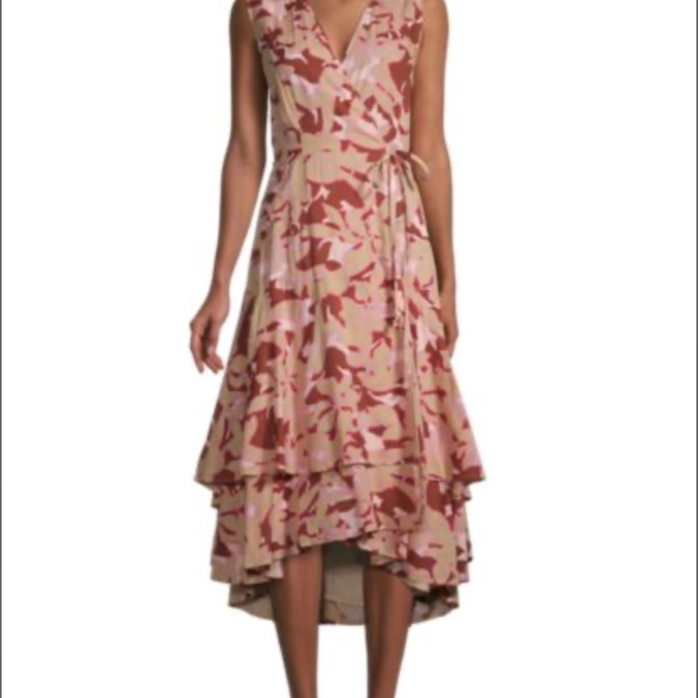 ROLLER RABBIT Camo Floral-Print Wrap Dress Size L Viscose NWOT - Picture 2 of 9